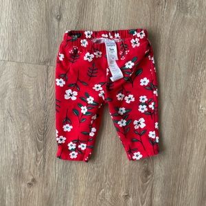 Carters red floral 3mo pants. Excellent used condition; no rips/stains etc :)